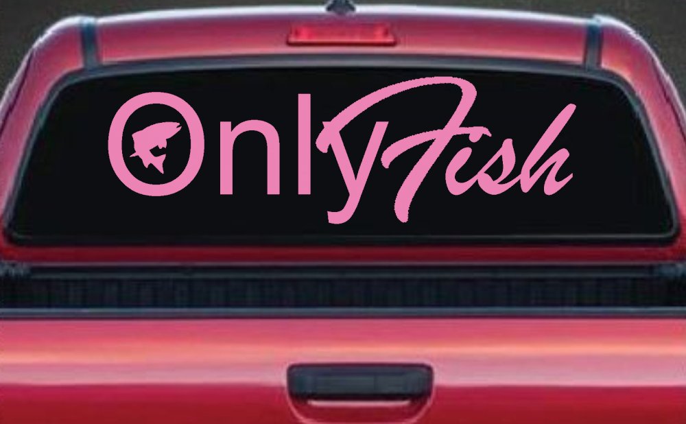 Only Fish Funny Fishing Car or Truck Window Decal Sticker (Pink)