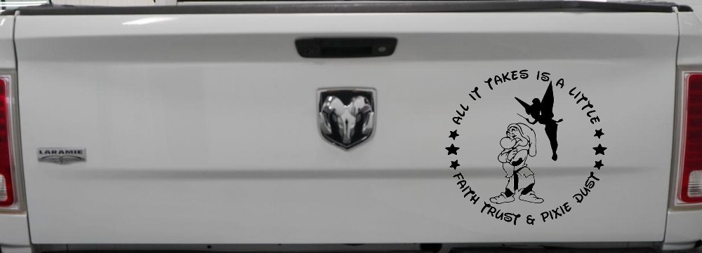 Tinkerbell Tinker Bell and Grumpy Faith Trust and Pixie Dust Cartoons Car or Truck Window Decal Sticker (Black)