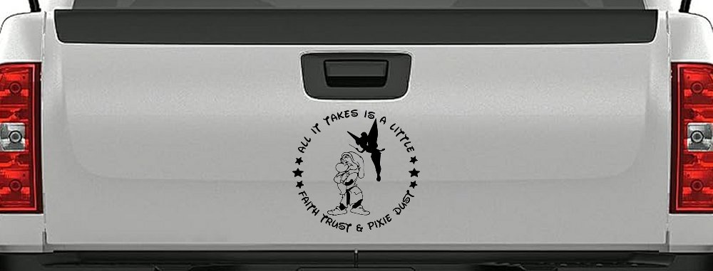 Tinkerbell Tinker Bell and Grumpy Faith Trust and Pixie Dust Cartoons Car or Truck Window Decal Sticker
