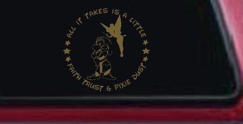 Tinkerbell Tinker Bell and Grumpy Faith Trust and Pixie Dust Cartoons Car or Truck Window Decal Sticker