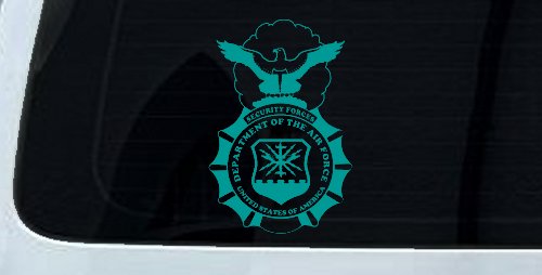 Department Of The Air Force Security Forces With Eagle Military Car or Truck Window Decal Sticker (Turquoise)