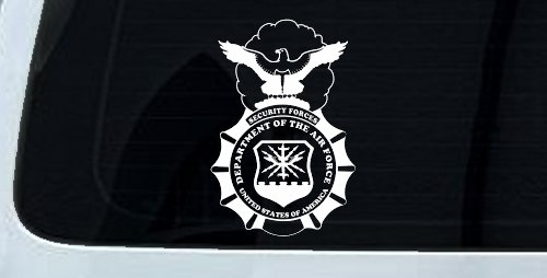 Department Of The Air Force Security Forces With Eagle Military Car or Truck Window Decal Sticker (White)