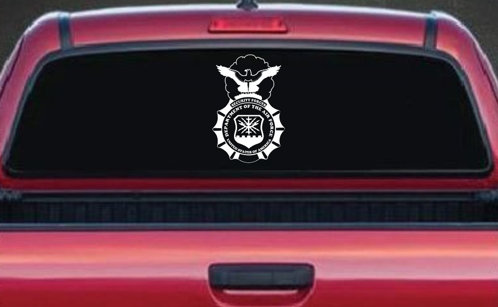 Department Of The Air Force Security Forces With Eagle Military Car or Truck Window Decal Sticker (White)