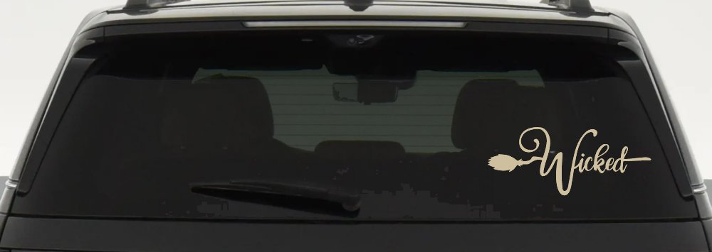 Wicked Witch Text with Broom Car or Truck Window Decal Sticker