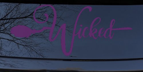 Wicked Witch Text with Broom Car or Truck Window Decal Sticker (Violet)