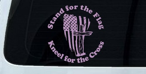 Stand for the Flag Kneel for the Cross worn US Flag and Cross Christian Car or Truck Window Decal Sticker