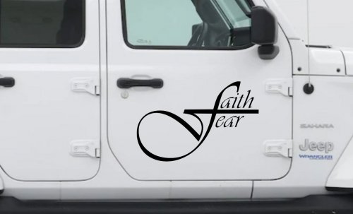 Faith over Fear with Cross F Christian Car or Truck Window Decal Sticker (Black)