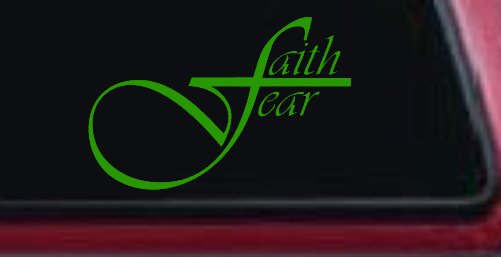 Faith over Fear with Cross F Christian Car or Truck Window Decal Sticker (Lime)