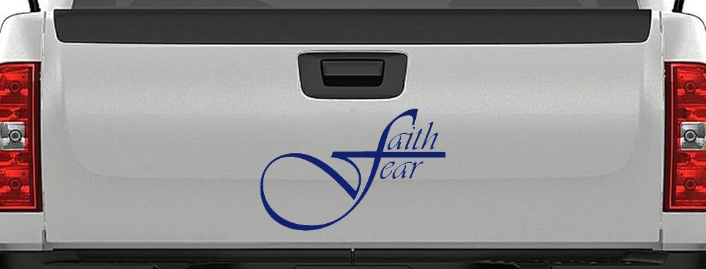 Faith over Fear with Cross F Christian Car or Truck Window Decal Sticker (Navy)