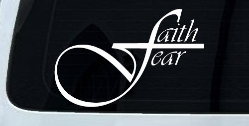 Faith over Fear with Cross F Christian Car or Truck Window Vinyl Decal Sticker (White)