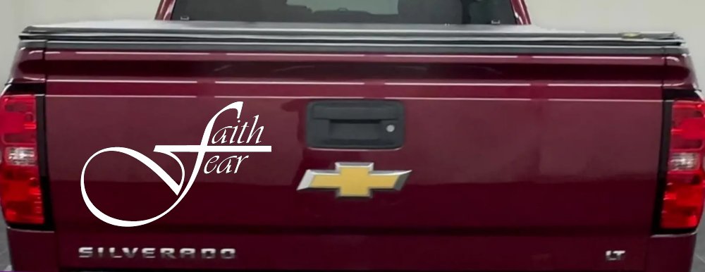 Faith over Fear with Cross F Christian Car or Truck Window Decal Sticker (White)