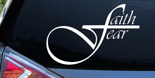 Faith over Fear with Cross F Christian Car or Truck Window Decal Sticker (White)