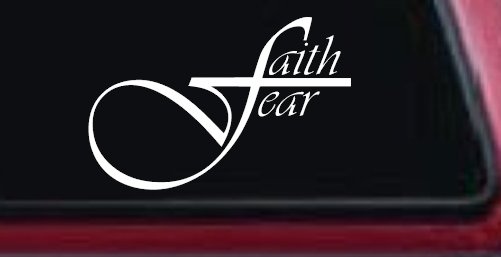 Faith over Fear with Cross F Christian Car or Truck Window Decal Sticker (White)