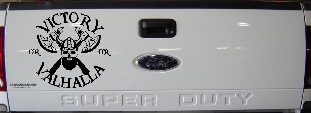 Viking Victory or Valhalla Axes and Bearded Skull Military Car or Truck Window Decal Sticker