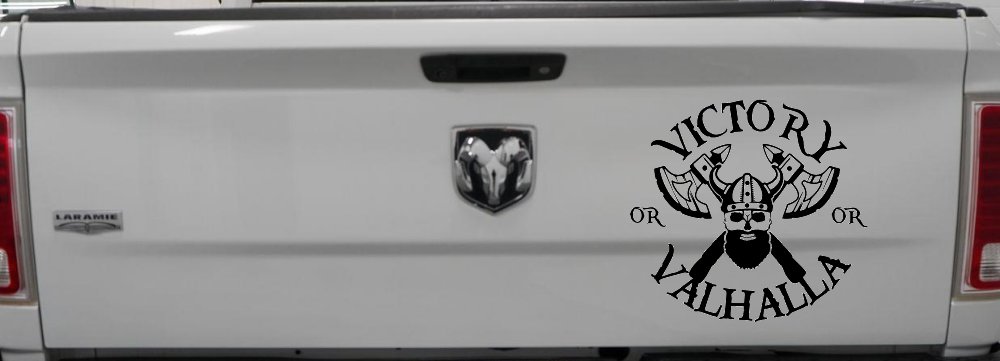 Viking Victory or Valhalla Axes and Bearded Skull Military Car or Truck Window Decal Sticker