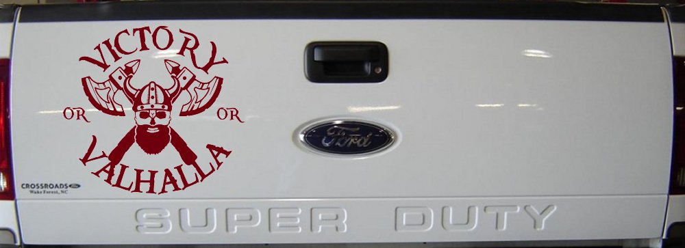 Viking Victory or Valhalla Axes and Bearded Skull Military Car or Truck Window Decal Sticker