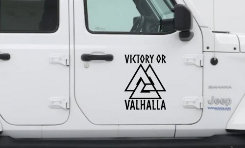 Viking Victory or Valhalla with Valknut Military Car or Truck Window Decal Sticker (Black)