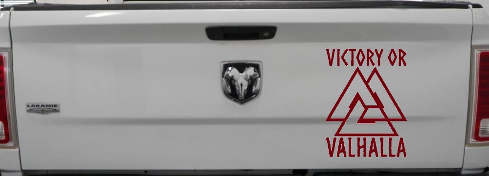 Viking Victory or Valhalla with Valknut Military Car or Truck Window Decal Sticker (Burgundy)
