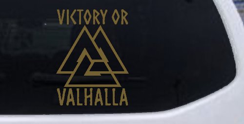 Viking Victory or Valhalla with Valknut Military Car or Truck Window Vinyl Decal Sticker (Gold)
