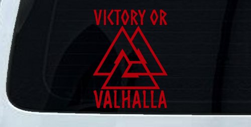 Viking Victory or Valhalla with Valknut Military Car or Truck Window Decal Sticker (Red)