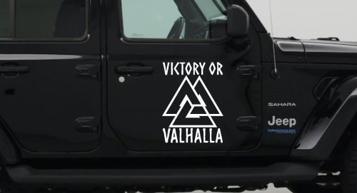 Viking Victory or Valhalla with Valknut Military Car or Truck Window Decal Sticker (White)