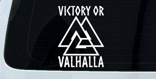 Viking Victory or Valhalla with Valknut Military Car or Truck Window Vinyl Decal Sticker (White)