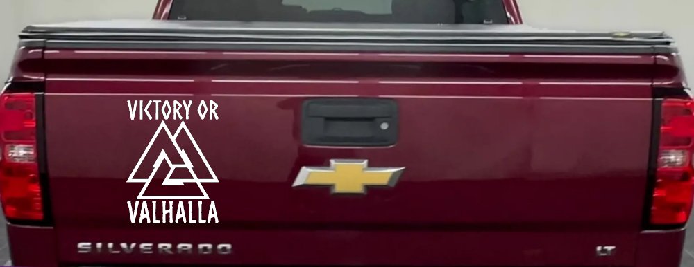Viking Victory or Valhalla with Valknut Military Car or Truck Window Vinyl Decal Sticker (White)