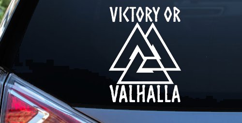 Viking Victory or Valhalla with Valknut Military Car or Truck Window Vinyl Decal Sticker (White)