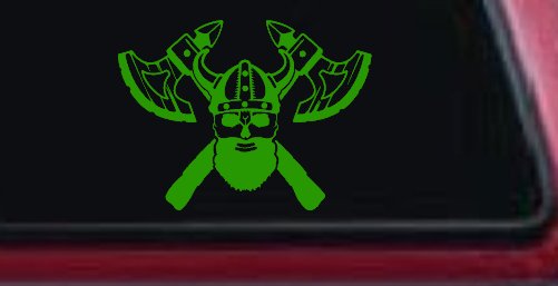 Bearded Viking Skull With Battle Axes  Skulls Car or Truck Window Decal Sticker