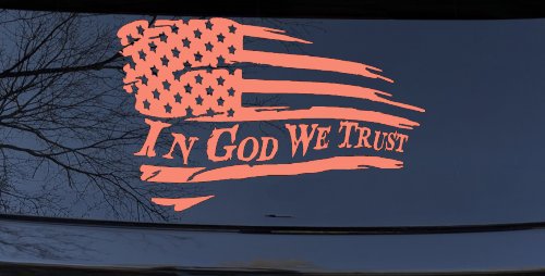 In God We Trust with American Flag Christian Car or Truck Window Decal Sticker