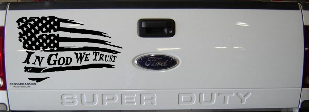 In God We Trust with American Flag Christian Car or Truck Window Decal Sticker