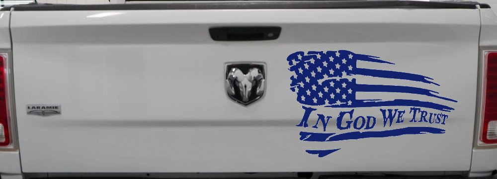 In God We Trust with American Flag Christian Car or Truck Window Decal Sticker