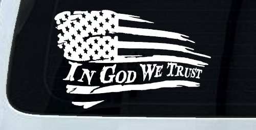 In God We Trust with American Flag Christian Car or Truck Window Decal Sticker