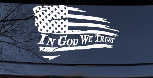 In God We Trust with American Flag Christian Car or Truck Window Decal Sticker