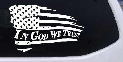 In God We Trust with American Flag Christian Car or Truck Window Decal Sticker