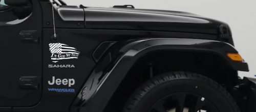 In God We Trust with American Flag Christian Car or Truck Window Vinyl Decal Sticker (White)