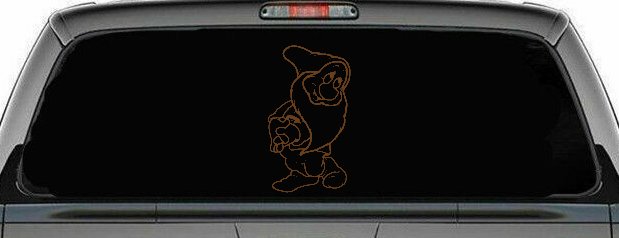 Bashful Dwarf Snow White Cartoons Car or Truck Window Vinyl Decal Sticker (Copper)