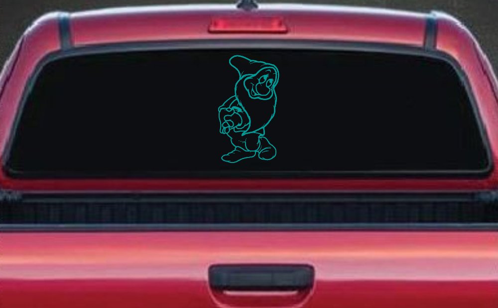 Bashful Dwarf Snow White Cartoons Car or Truck Window Decal Sticker (Turquoise)