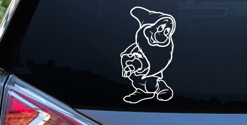 Bashful Dwarf Snow White Cartoons Car or Truck Window Vinyl Decal Sticker (White)