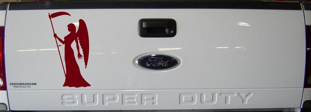 Female Woman Girl Grimm Reaper Car or Truck Window Vinyl Decal Sticker (Burgundy)