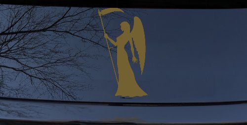 Female Woman Girl Grimm Reaper Car or Truck Window Decal Sticker (Gold)