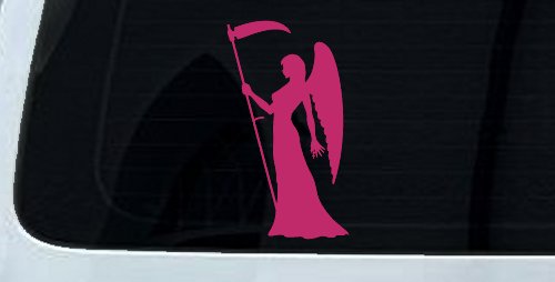 Female Woman Girl Grimm Reaper Car or Truck Window Decal Sticker (Hot Pink)