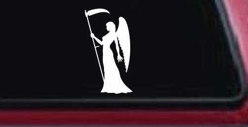 Female Woman Girl Grimm Reaper Car or Truck Window Vinyl Decal Sticker (White)