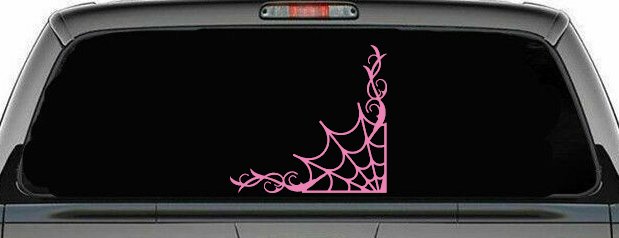 Corner Spider Web With Swirls Car or Truck Window Decal Sticker
