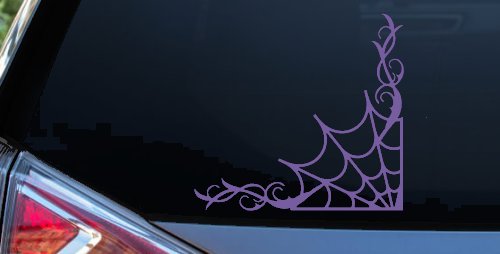 Corner Spider Web With Swirls Car or Truck Window Vinyl Decal Sticker (Purple)