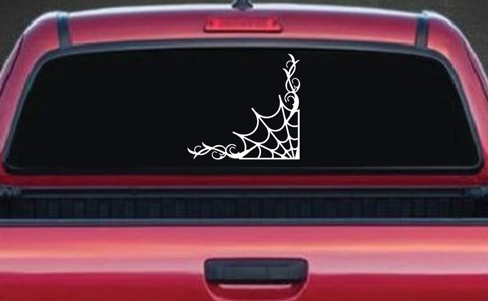 Corner Spider Web With Swirls Car or Truck Window Decal Sticker