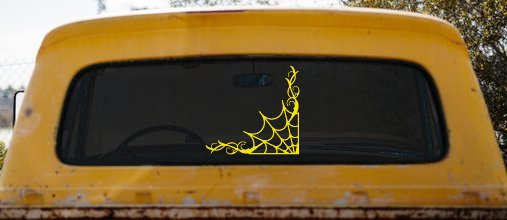 Corner Spider Web With Swirls Car or Truck Window Decal Sticker