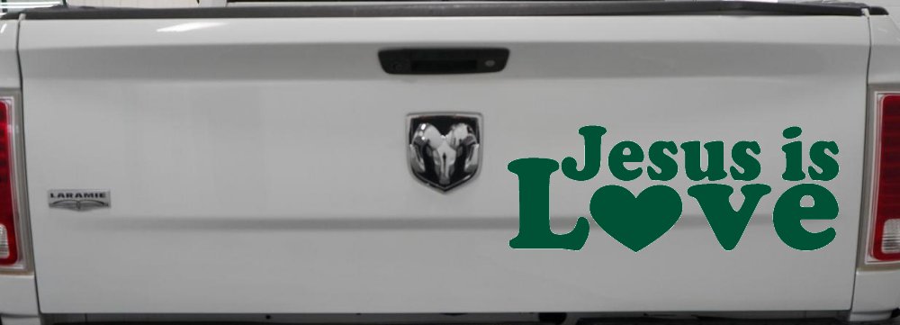 Jesus is Love Christian Car or Truck Window Decal Sticker (Dark Green)