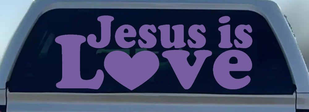 Jesus is Love Christian Car or Truck Window Decal Sticker (Purple)