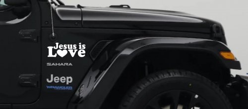 Jesus is Love Christian Car or Truck Window Decal Sticker (White)